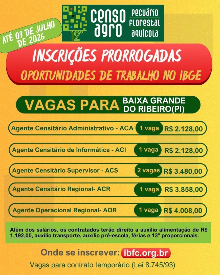 OPORTUNIDADE DE TRABALHO – IBGE