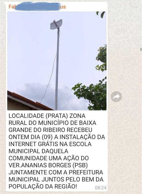 Vereador consegue internet gratuita para localidade de difícil acesso da zona rural